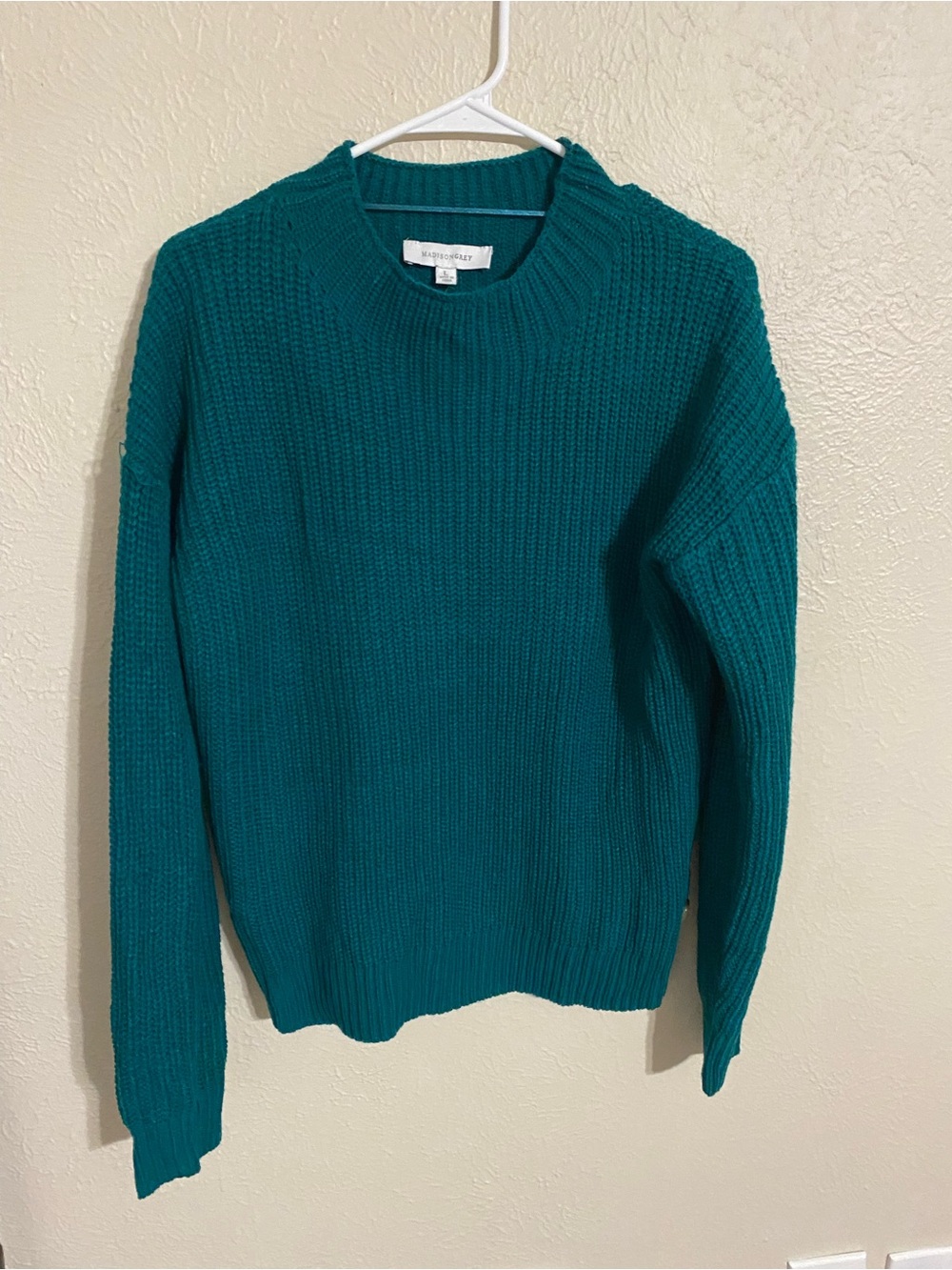 Women’s Teal Ribbed Crewneck Sweater